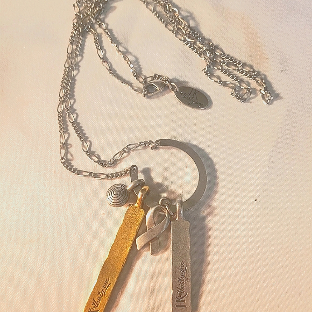 JK thirty one Silver And Gold Toned Charm Necklace
